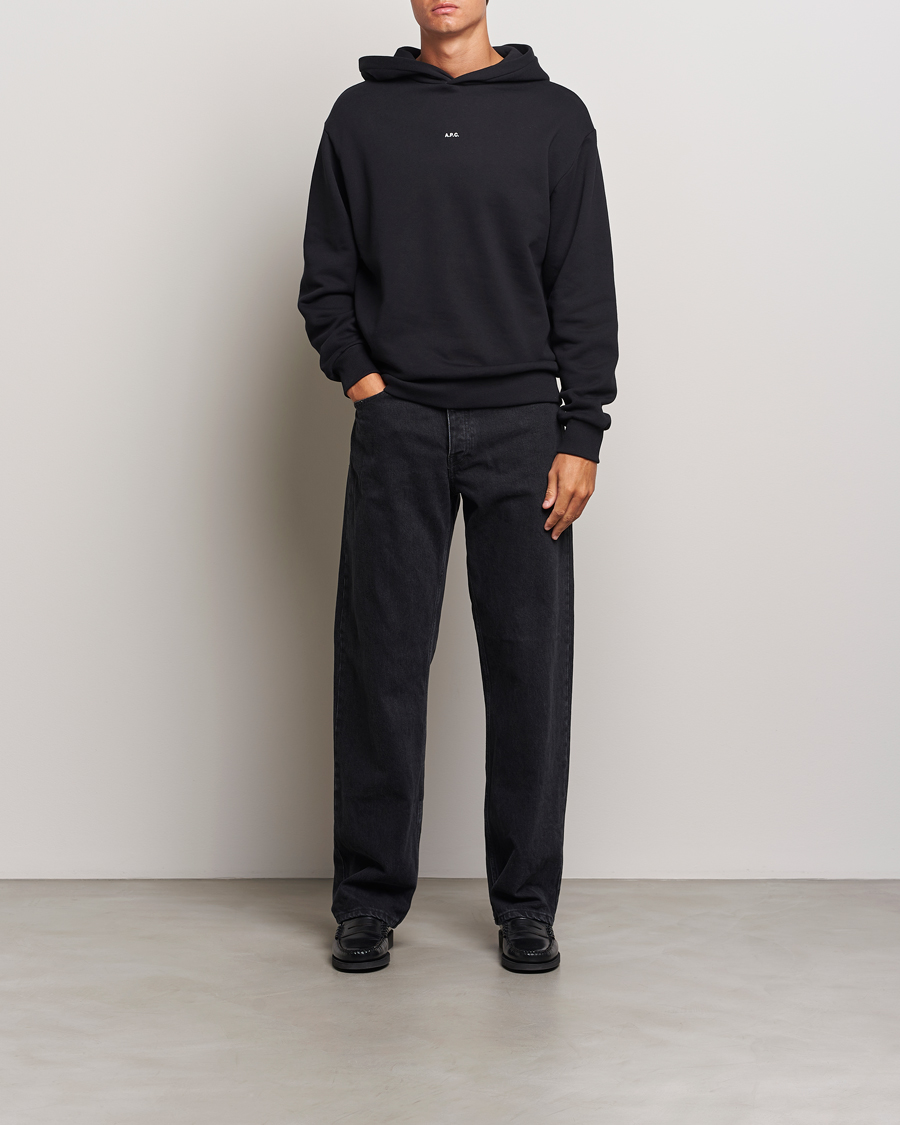 Mies | Puserot | A.P.C. | Boxy Micro Center Logo Hoodie Black