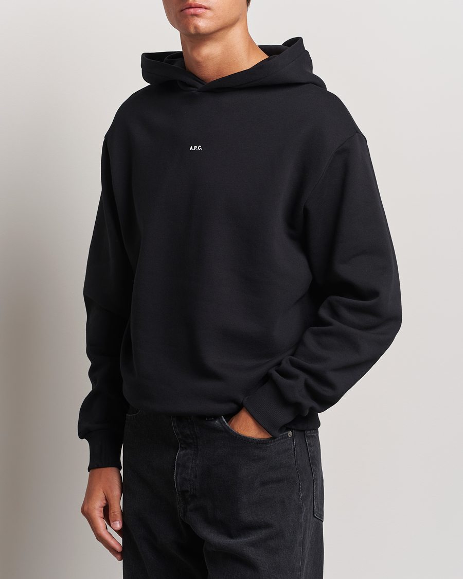 Mies | Puserot | A.P.C. | Boxy Micro Center Logo Hoodie Black
