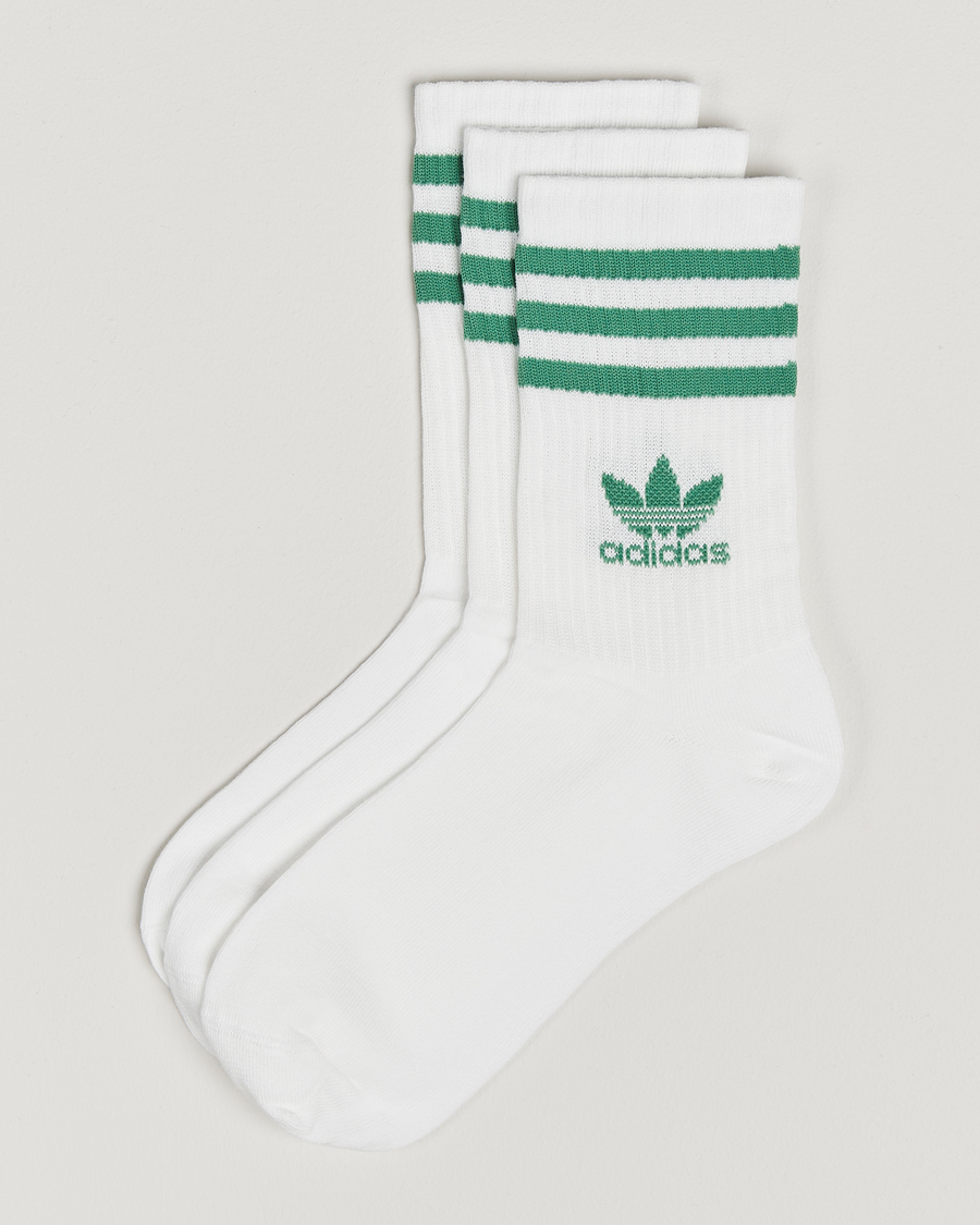 Mies | Alusvaatteet | adidas Originals | 3-Pack Crew Sock White/Green