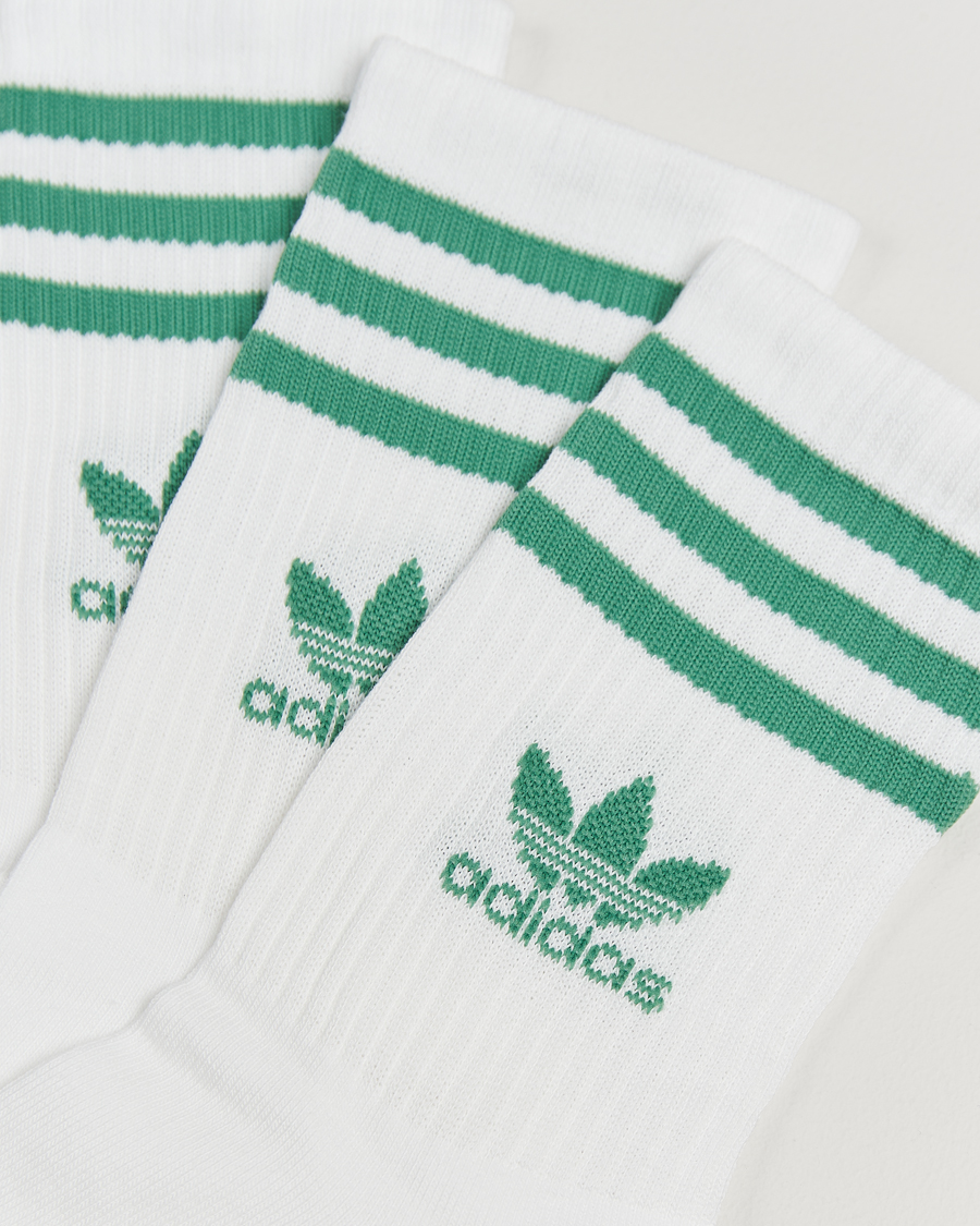Mies | Alusvaatteet | adidas Originals | 3-Pack Crew Sock White/Green