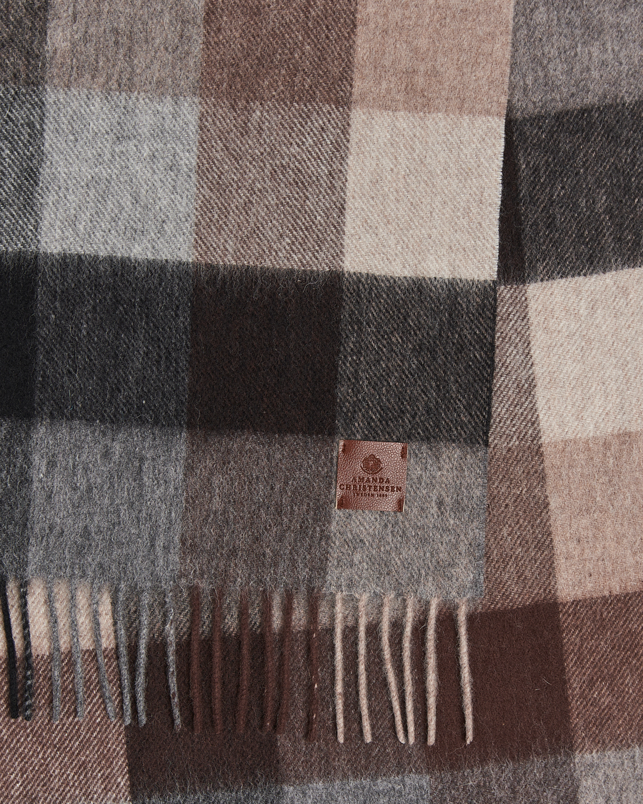 Mies | Amanda Christensen Wool Block Check Scarf Brown/Grey | Amanda Christensen | Wool Block Check Scarf Brown/Grey