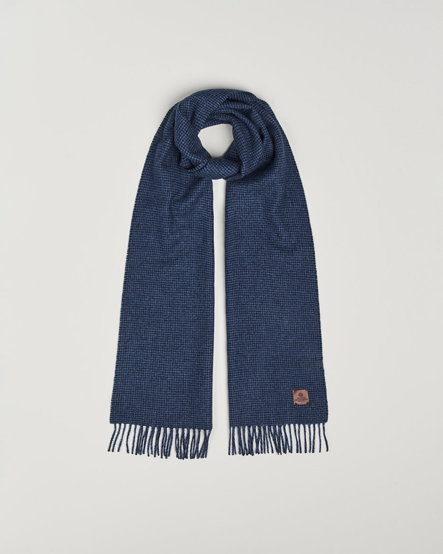 Mies | Amanda Christensen Merino Wool Dogtooth Scarf Navy | Amanda Christensen | Merino Wool Dogtooth Scarf Navy