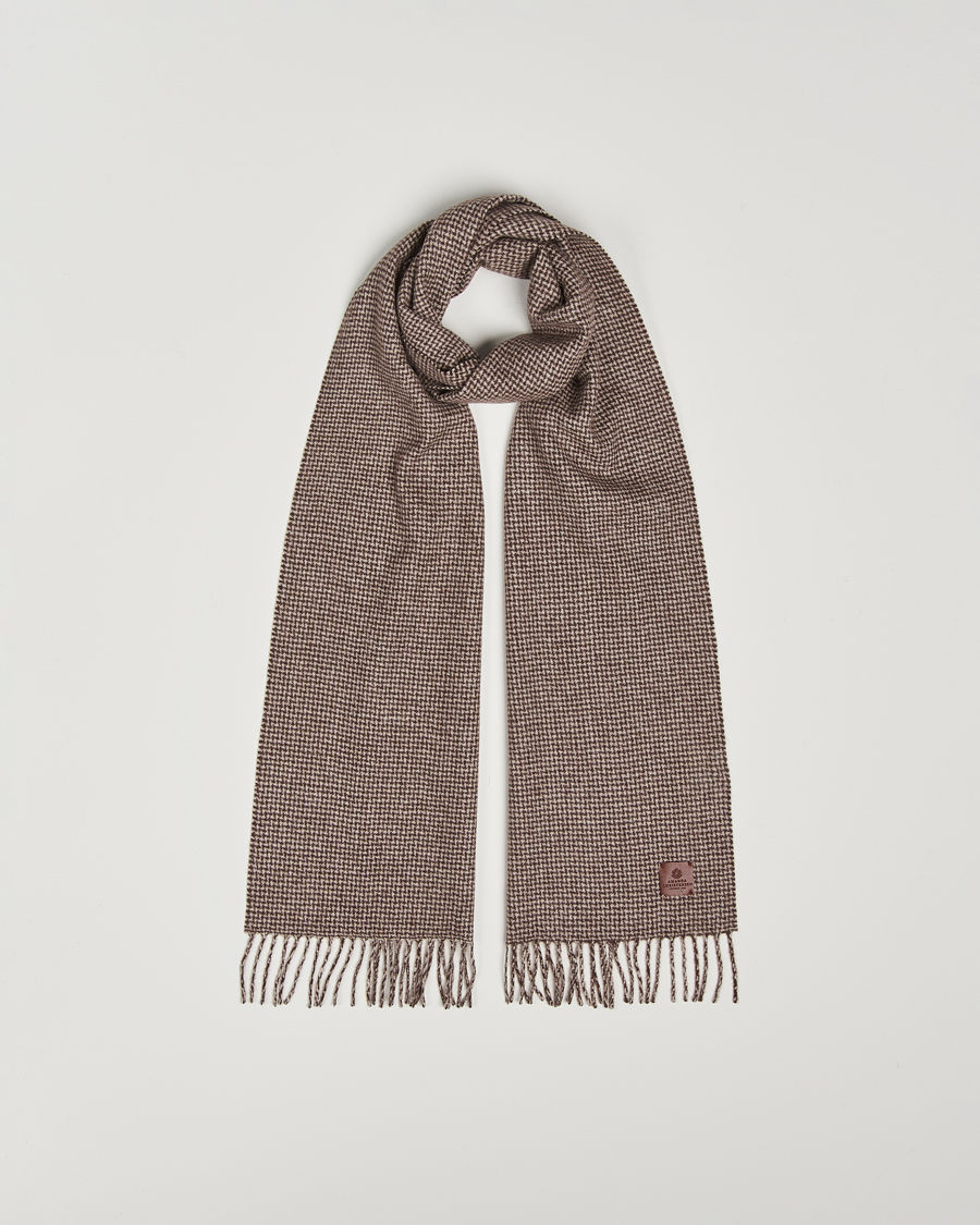 Mies | Amanda Christensen Merino Wool Dogtooth Scarf Beige Melange | Amanda Christensen | Merino Wool Dogtooth Scarf Beige Melange