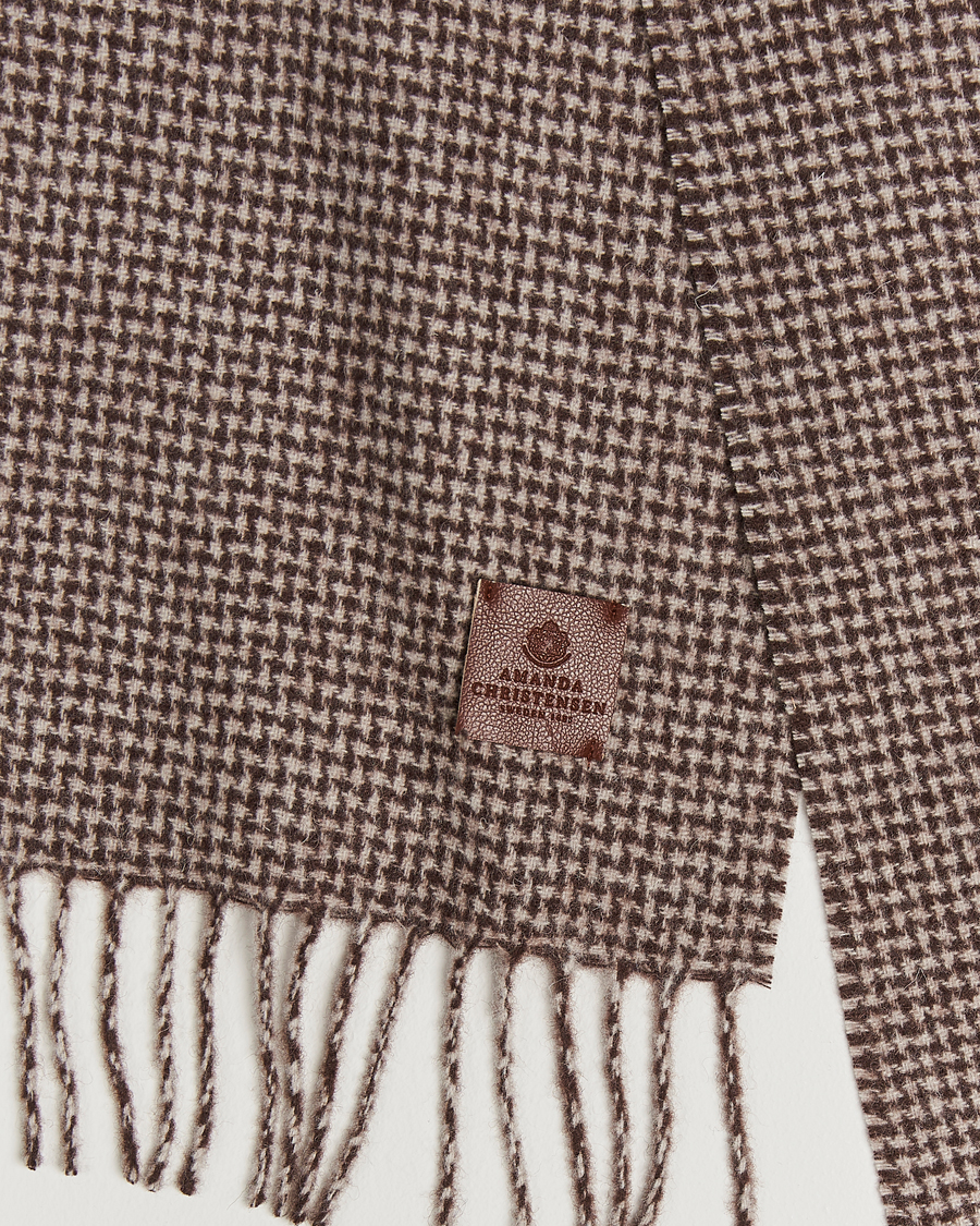 Mies | Amanda Christensen Merino Wool Dogtooth Scarf Beige Melange | Amanda Christensen | Merino Wool Dogtooth Scarf Beige Melange