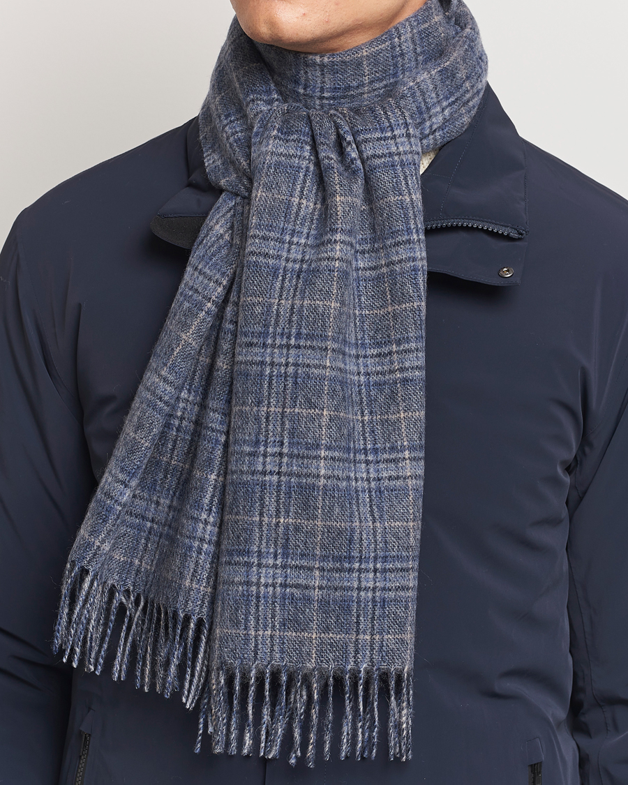 Mies | Amanda Christensen Merino Wool Glencheck Scarf Blue | Amanda Christensen | Merino Wool Glencheck Scarf Blue