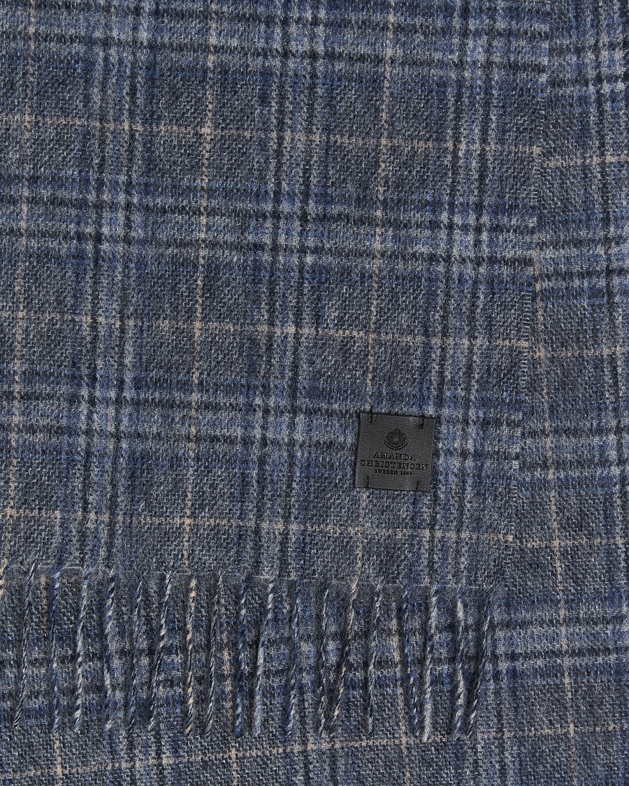 Mies | Amanda Christensen Merino Wool Glencheck Scarf Blue | Amanda Christensen | Merino Wool Glencheck Scarf Blue