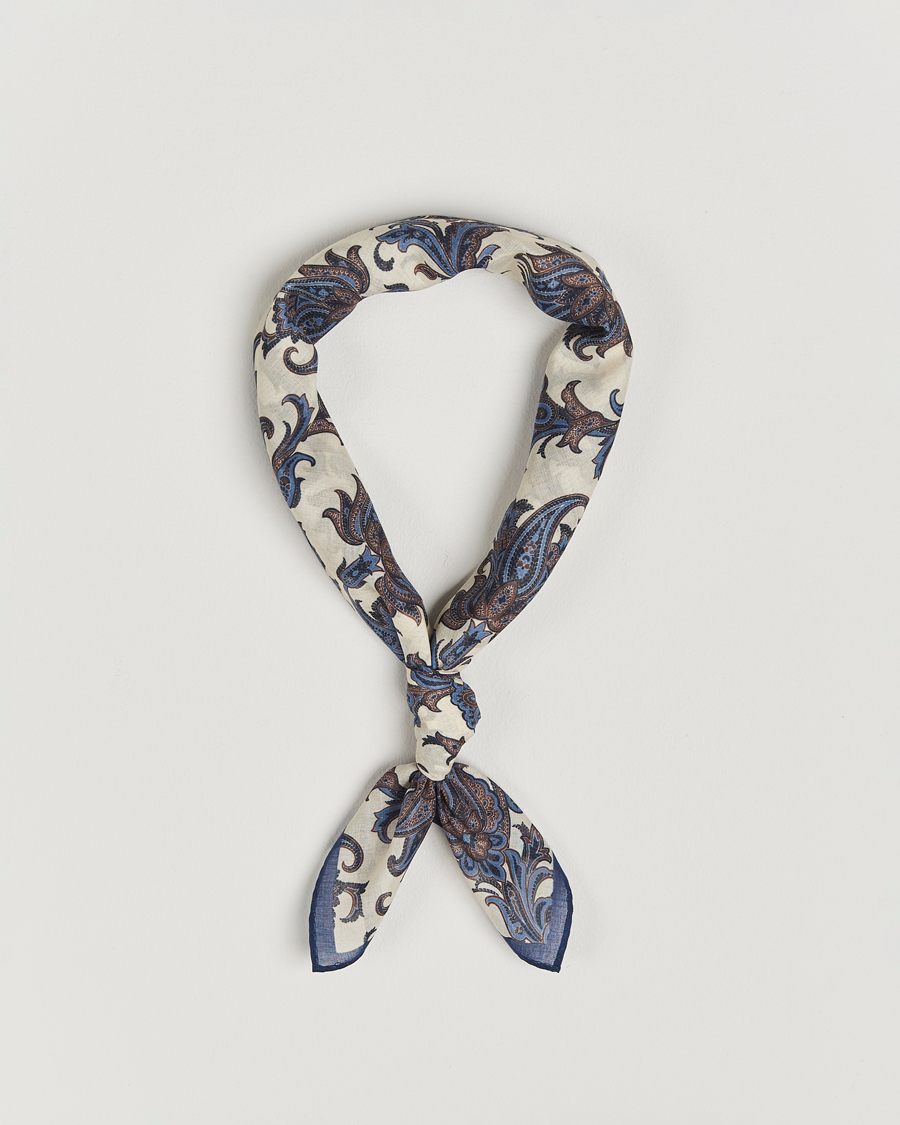 Mies | Amanda Christensen Cotton Voilé Printed Paisley Bandana White | Amanda Christensen | Cotton Voilé Printed Paisley Bandana White