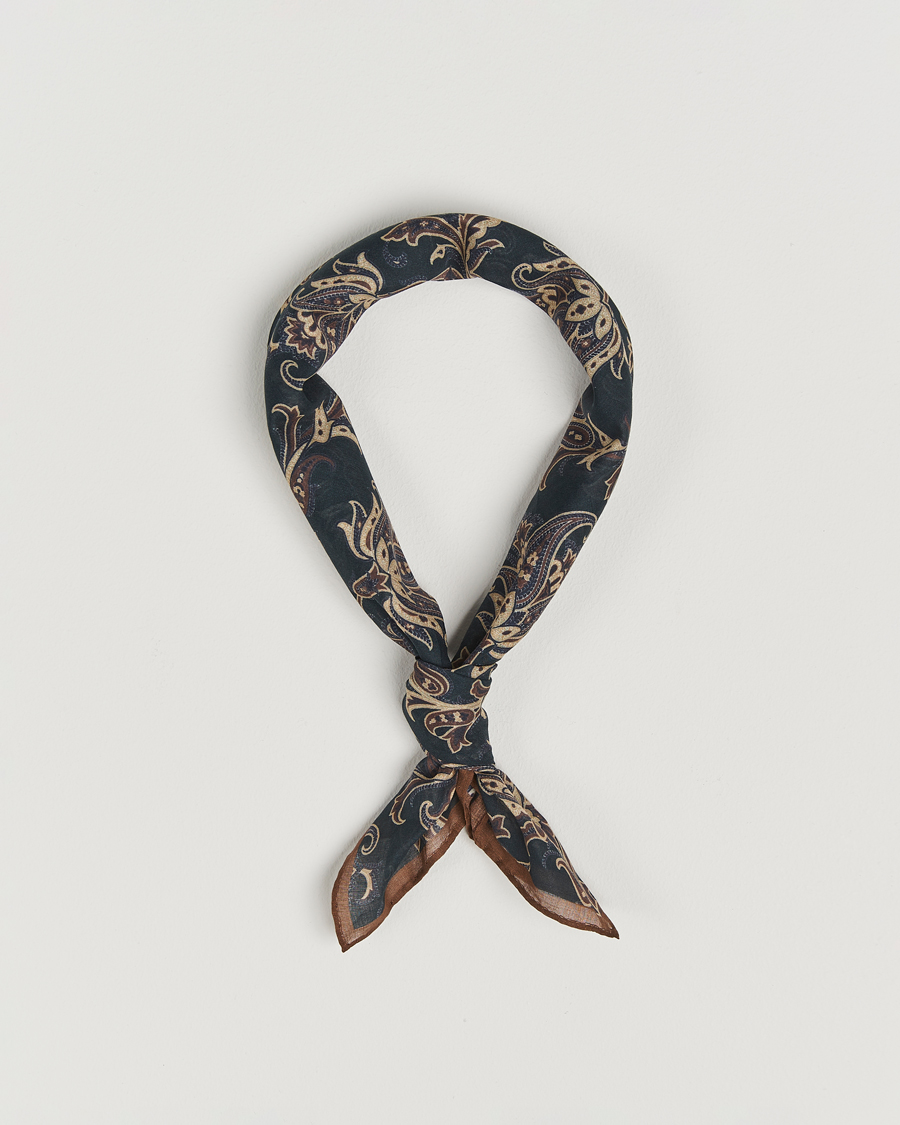 Mies | Amanda Christensen Cotton Voilé Printed Paisley Bandana Black | Amanda Christensen | Cotton Voilé Printed Paisley Bandana Black