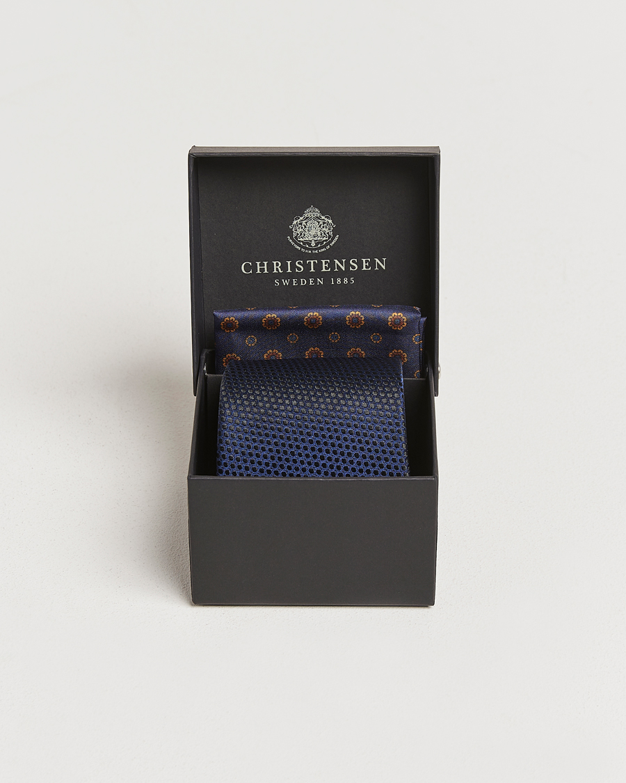 Mies | Amanda Christensen Box Set Silk 8 cm Tie And Pocket Square Navy | Amanda Christensen | Box Set Silk 8 cm Tie And Pocket Square Navy