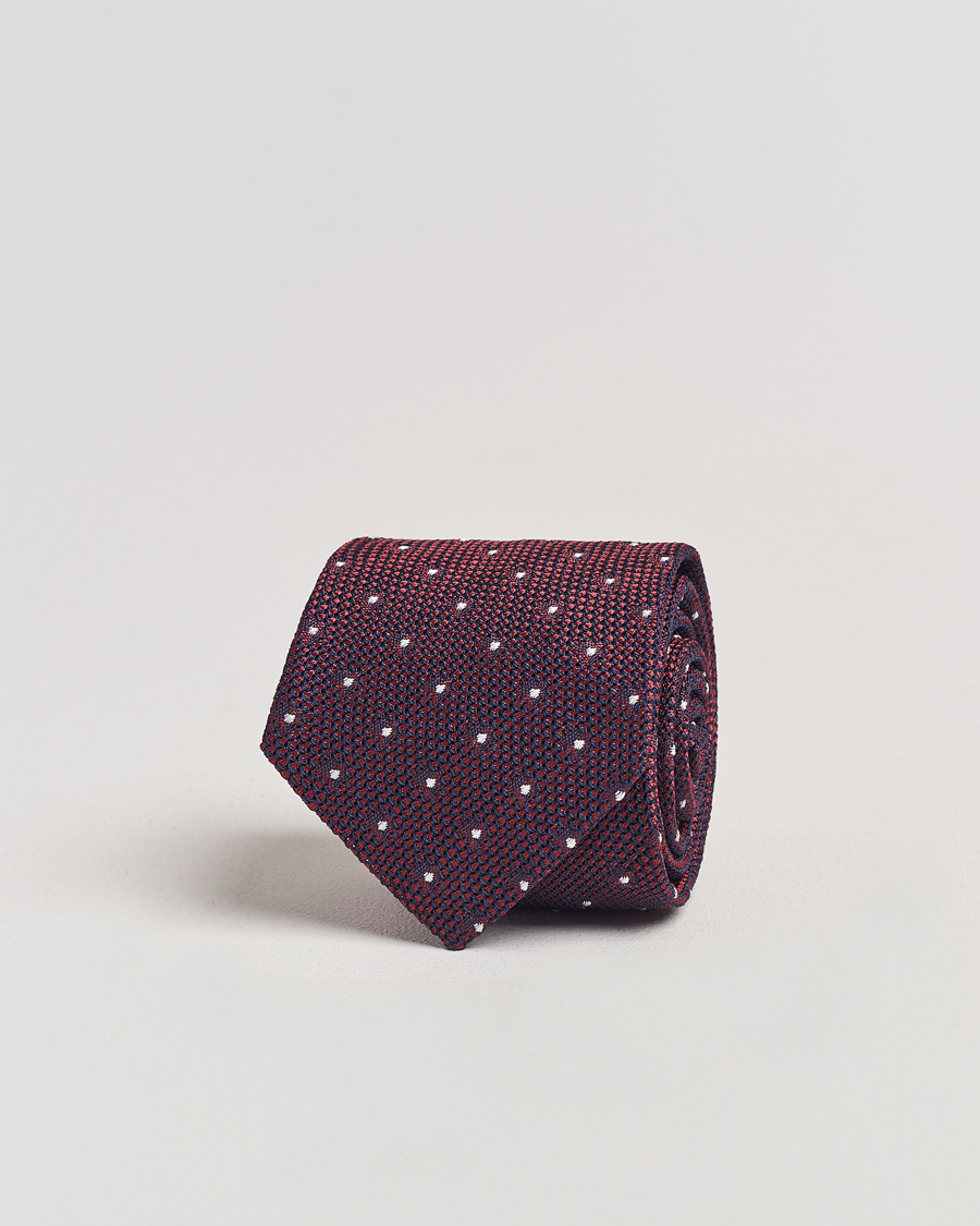 Mies | Amanda Christensen Silk Grenadine Dot 8cm Tie Wine | Amanda Christensen | Silk Grenadine Dot 8cm Tie Wine