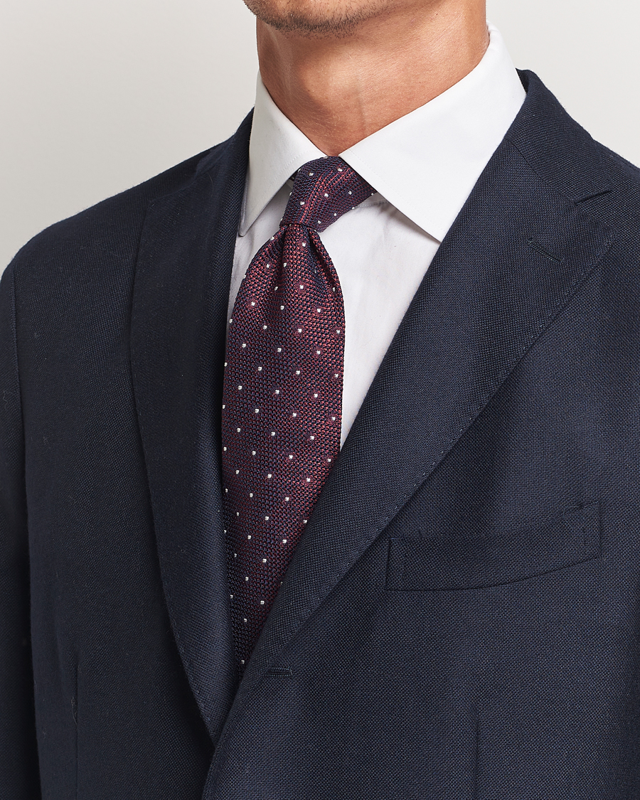 Mies | Amanda Christensen Silk Grenadine Dot 8cm Tie Wine | Amanda Christensen | Silk Grenadine Dot 8cm Tie Wine