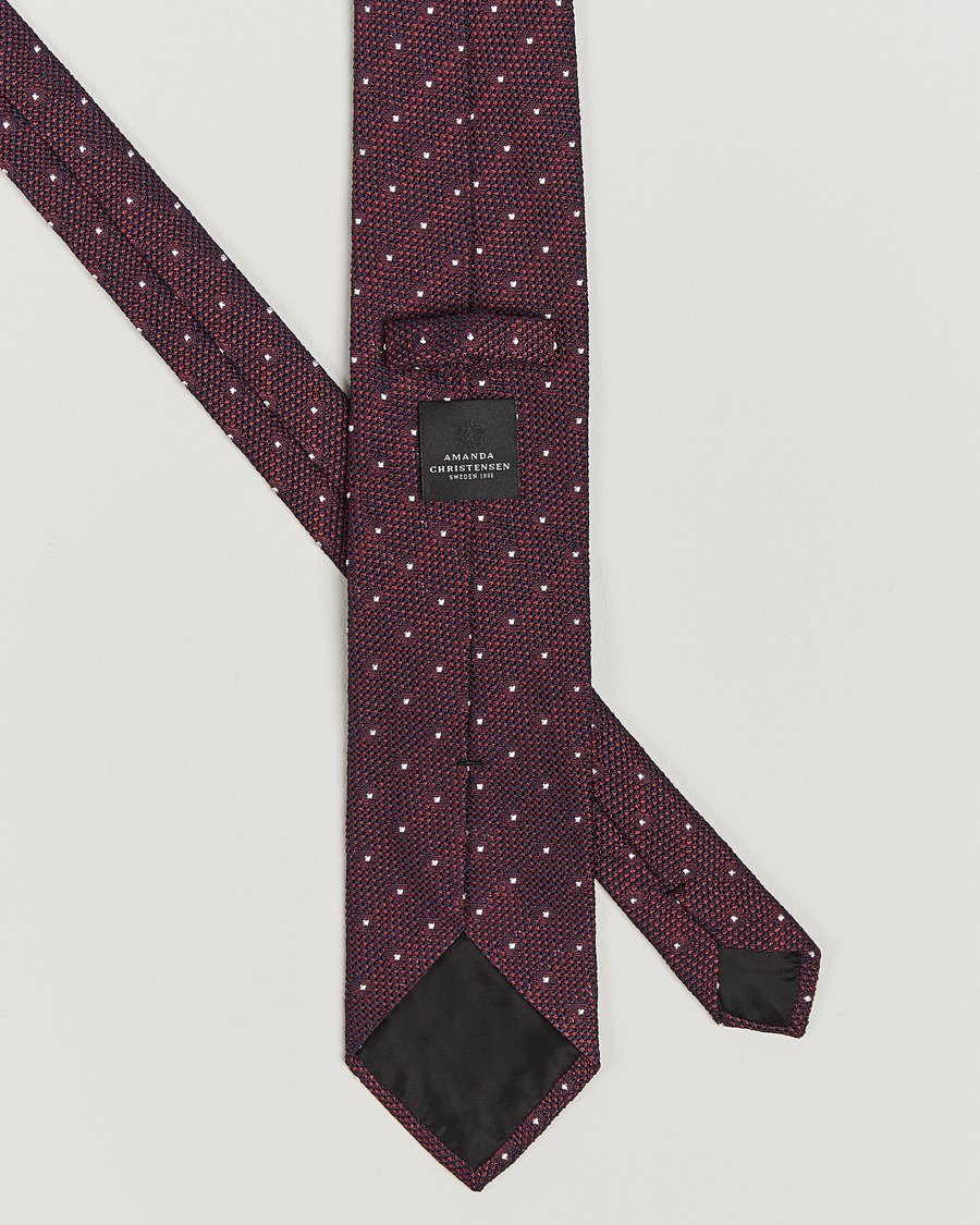 Mies | Amanda Christensen Silk Grenadine Dot 8cm Tie Wine | Amanda Christensen | Silk Grenadine Dot 8cm Tie Wine