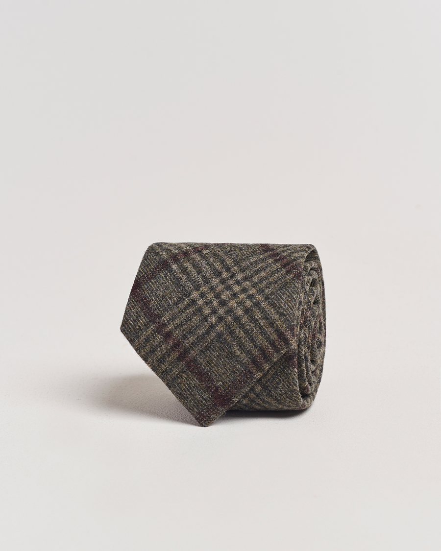 Mies | Amanda Christensen Wool Checked 8cm Tie Green | Amanda Christensen | Wool Checked 8cm Tie Green
