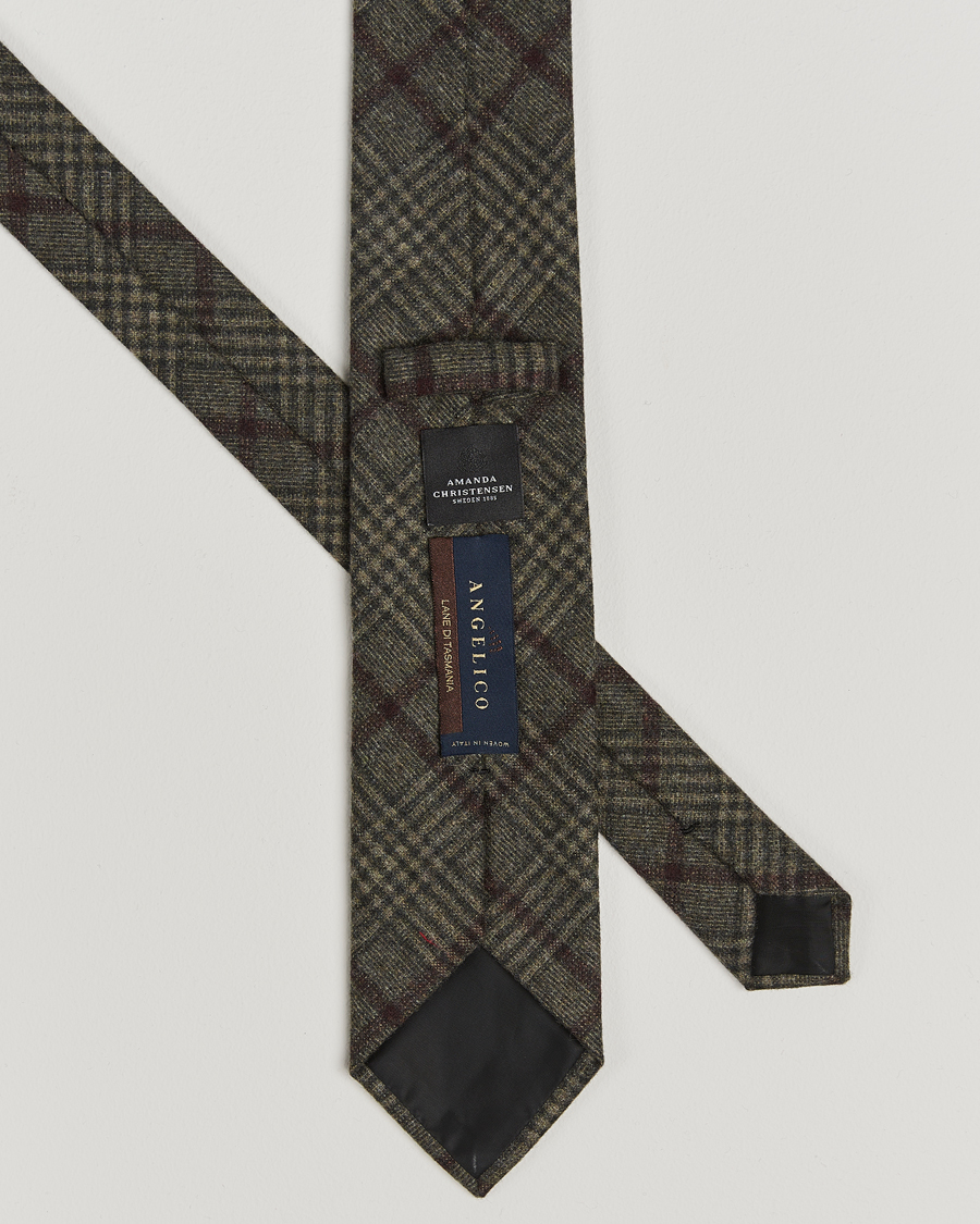 Mies | Amanda Christensen Wool Checked 8cm Tie Green | Amanda Christensen | Wool Checked 8cm Tie Green