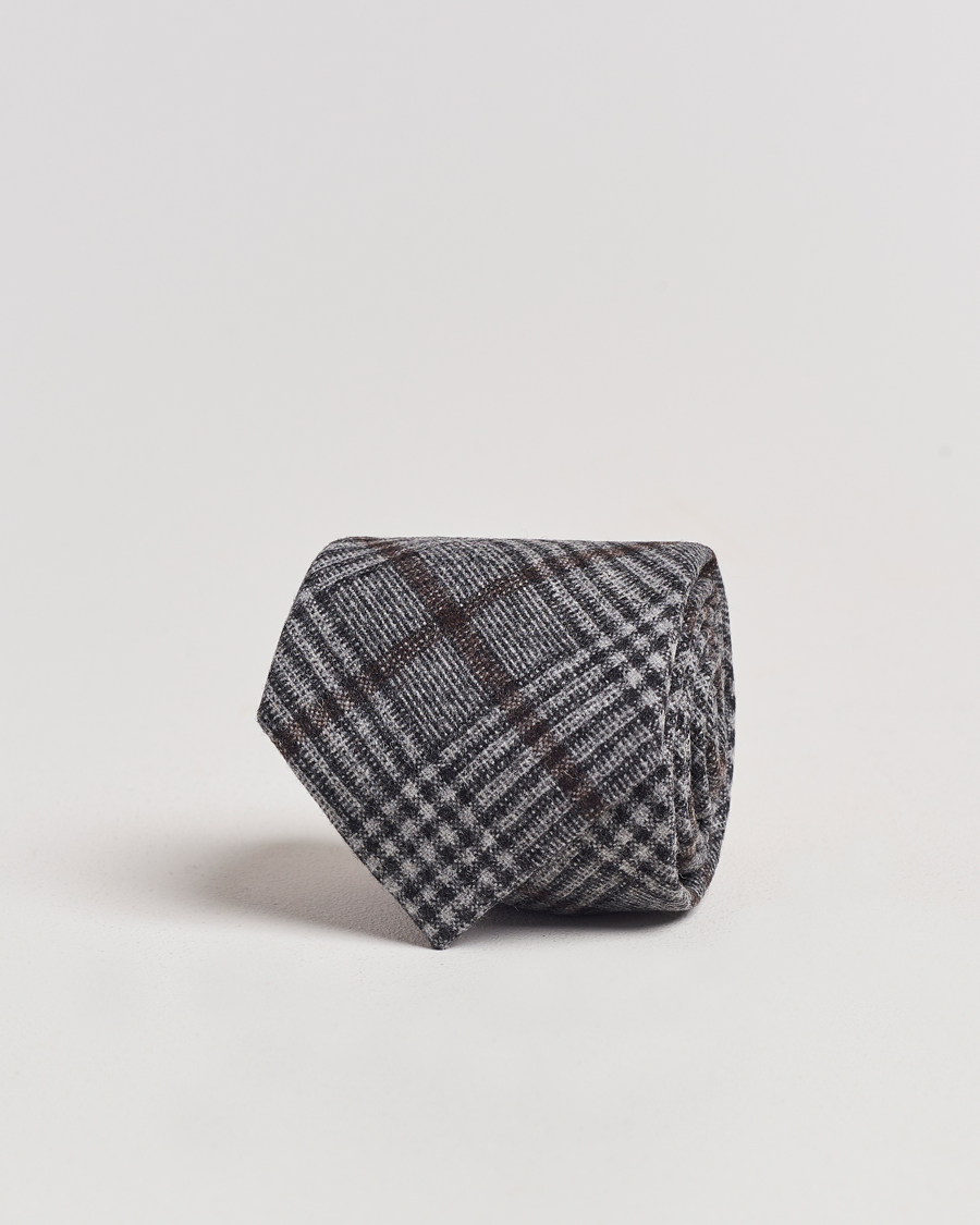 Mies | Amanda Christensen Wool Checked 8cm Tie Grey | Amanda Christensen | Wool Checked 8cm Tie Grey