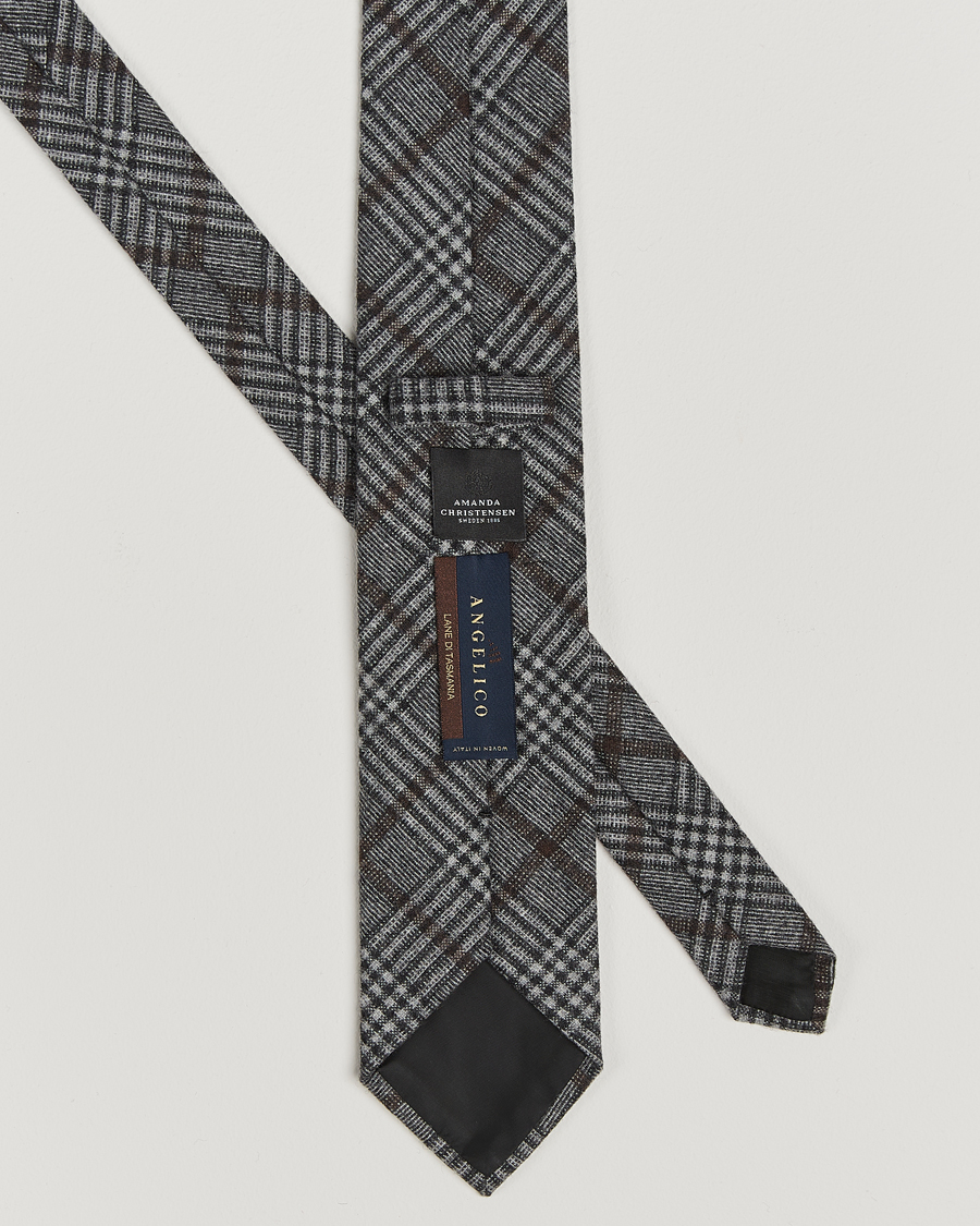 Mies | Amanda Christensen Wool Checked 8cm Tie Grey | Amanda Christensen | Wool Checked 8cm Tie Grey