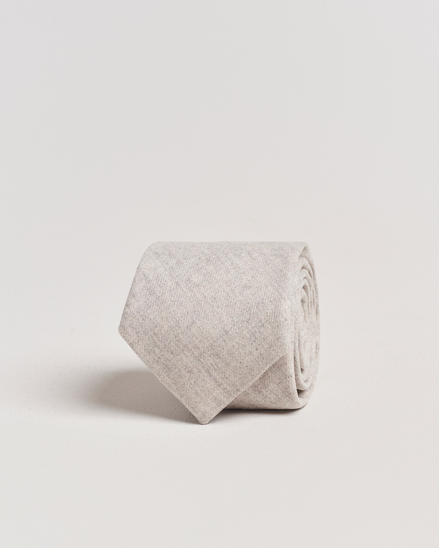 Mies | Amanda Christensen Wool Flannel 8cm Tie Light Beige | Amanda Christensen | Wool Flannel 8cm Tie Light Beige