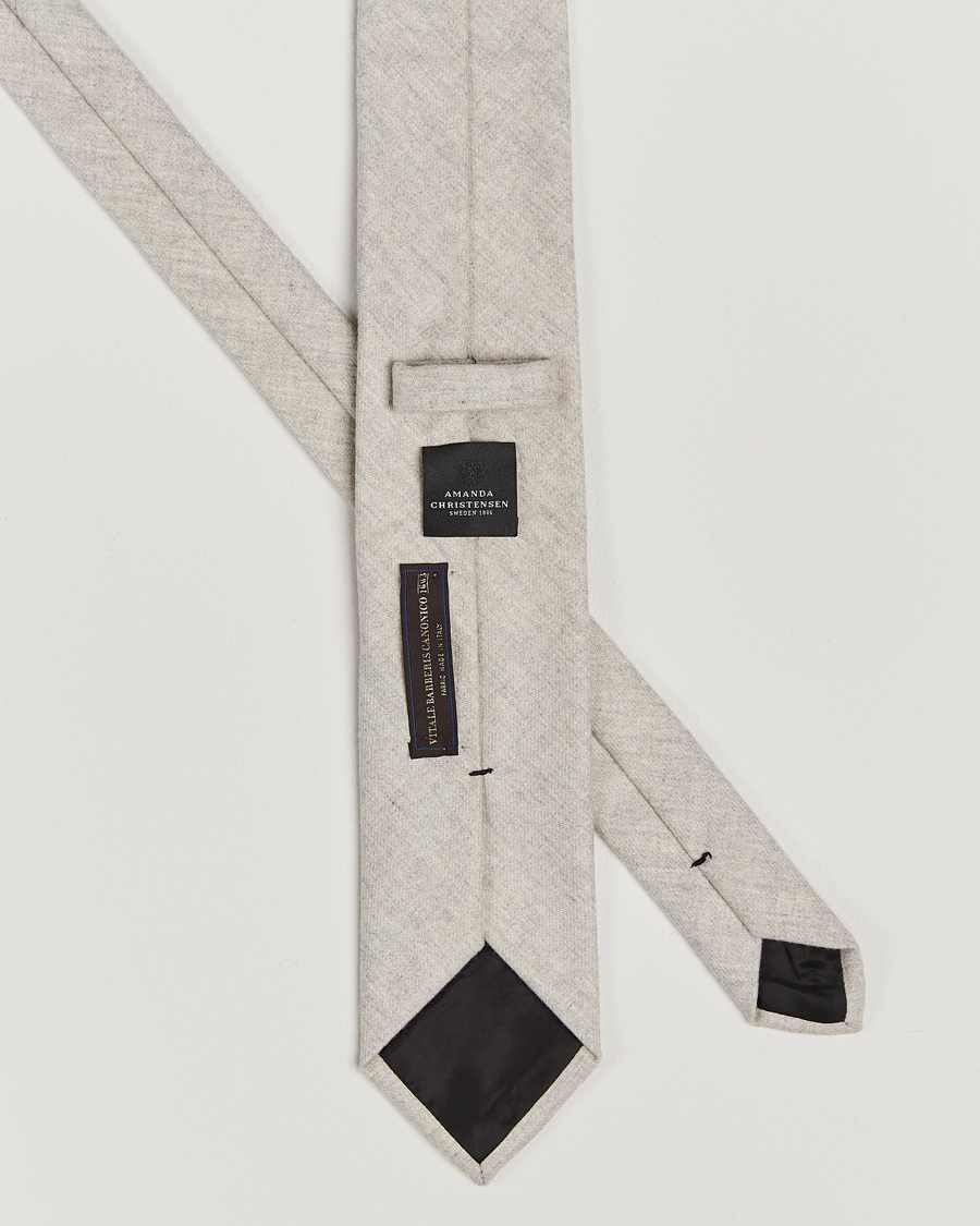 Mies | Amanda Christensen Wool Flannel 8cm Tie Light Beige | Amanda Christensen | Wool Flannel 8cm Tie Light Beige