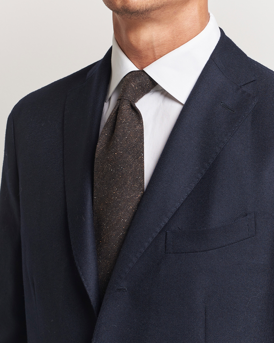 Mies | Amanda Christensen Wool Donegal 8cm Tie Brown | Amanda Christensen | Wool Donegal 8cm Tie Brown