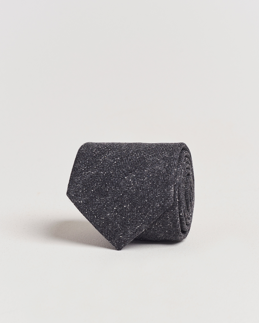 Mies | Amanda Christensen Wool Donegal 8cm Tie Black | Amanda Christensen | Wool Donegal 8cm Tie Black