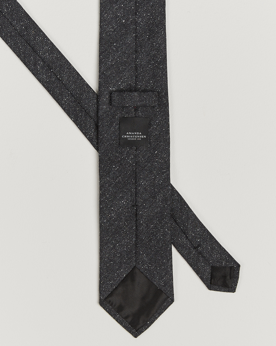 Mies | Amanda Christensen Wool Donegal 8cm Tie Black | Amanda Christensen | Wool Donegal 8cm Tie Black