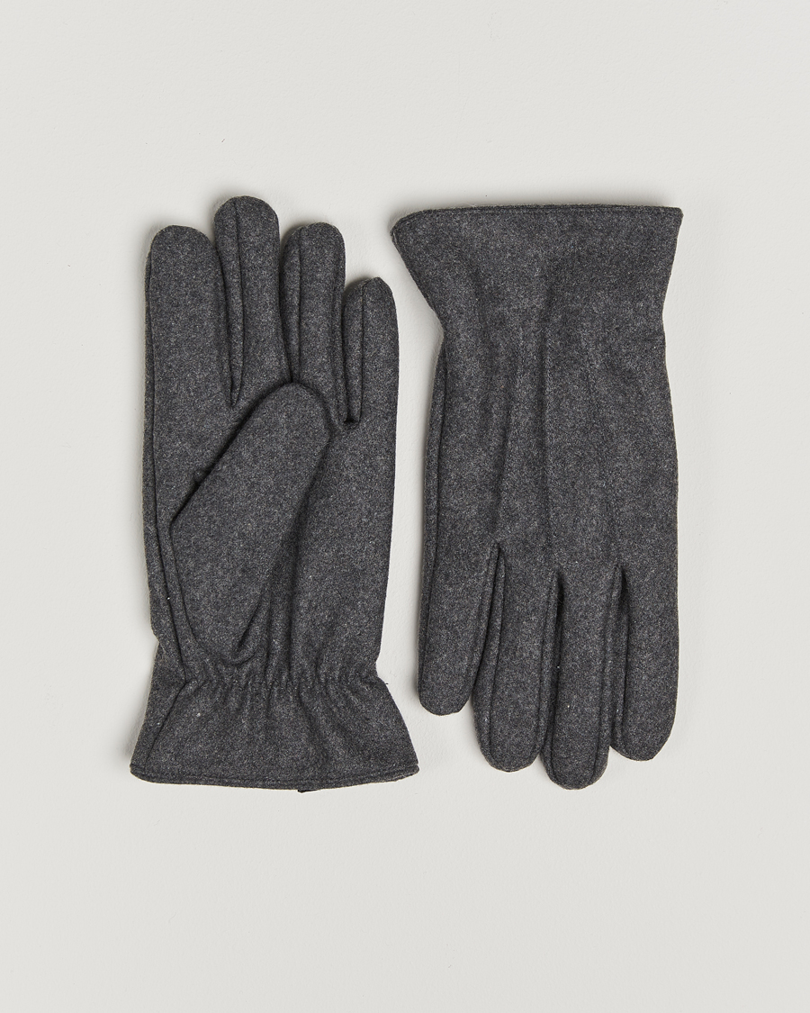 Mies | Käsineet | Amanda Christensen | Lined Wool Gloves Grey Melange
