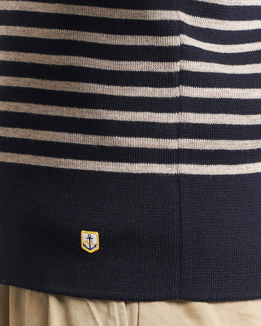 Mies | Puserot | Armor-lux | Pull Camionneur Wool Half Zip Navy/Sandstone