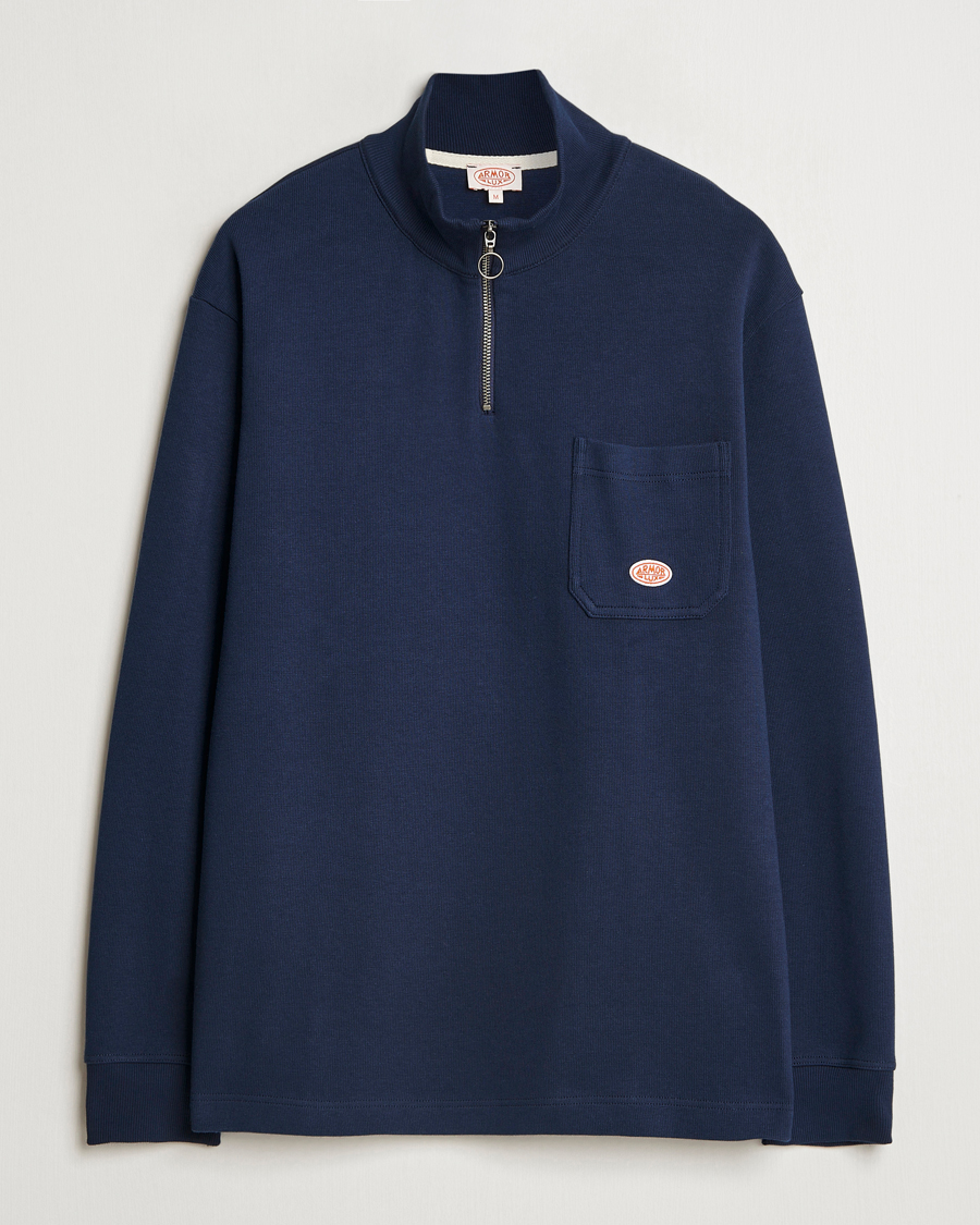 Mies | Puserot | Armor-lux | Camionneur Cotton Half Zip Sweater Deep Marine