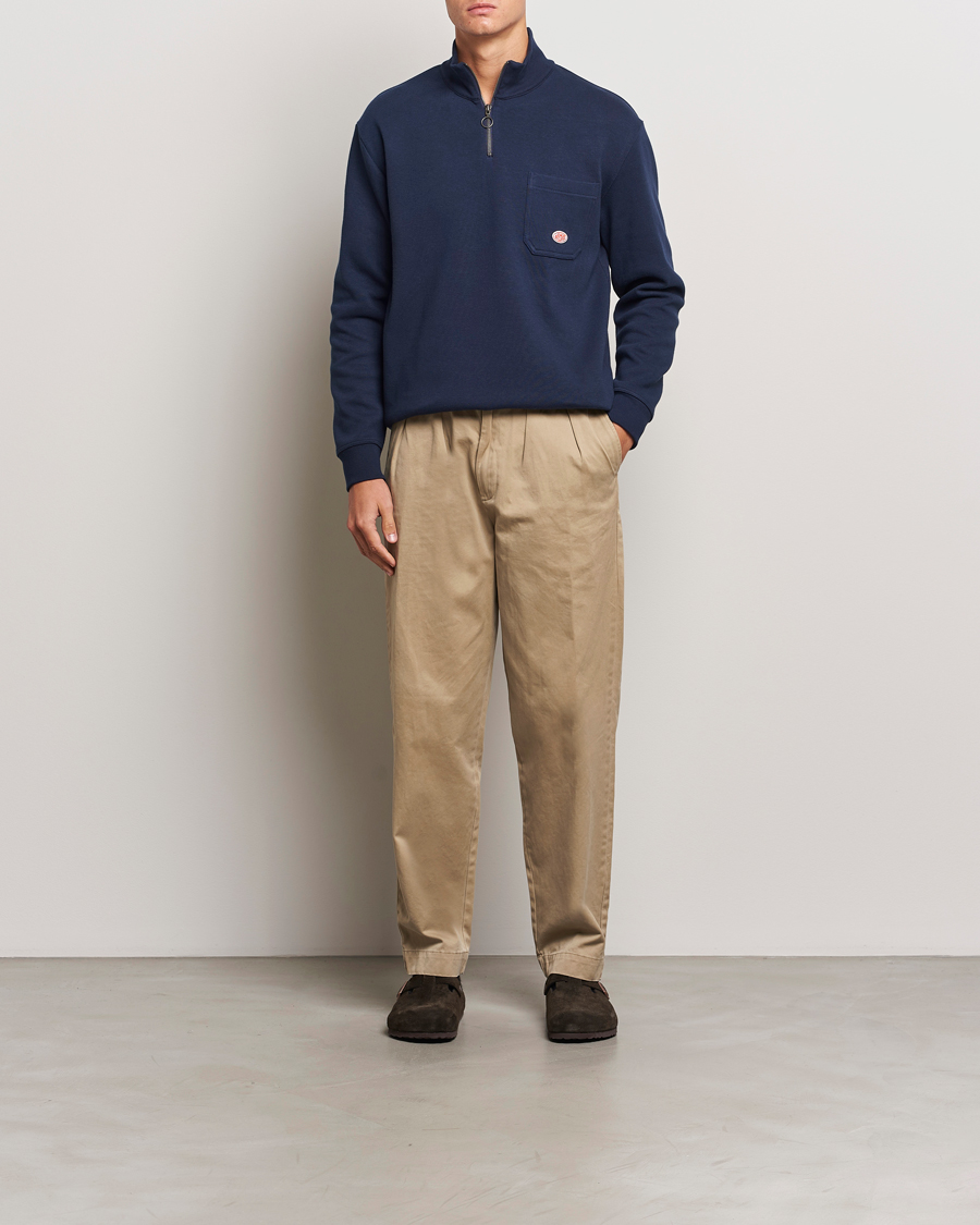 Mies | Puserot | Armor-lux | Camionneur Cotton Half Zip Sweater Deep Marine