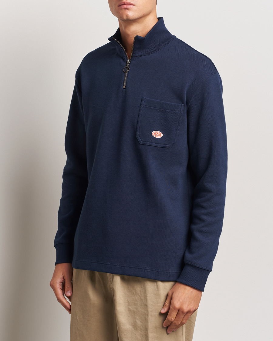 Mies | Puserot | Armor-lux | Camionneur Cotton Half Zip Sweater Deep Marine