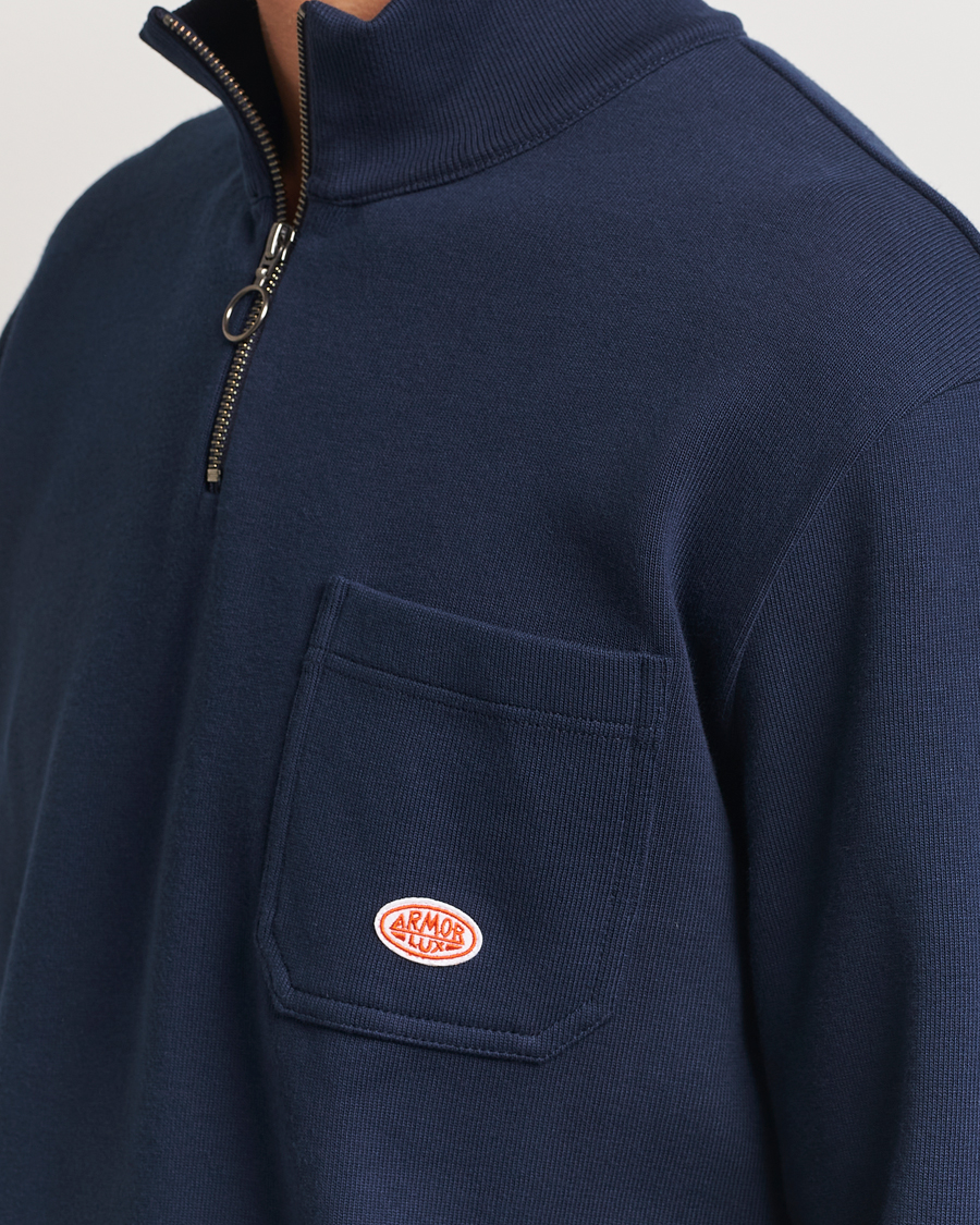 Mies | Puserot | Armor-lux | Camionneur Cotton Half Zip Sweater Deep Marine