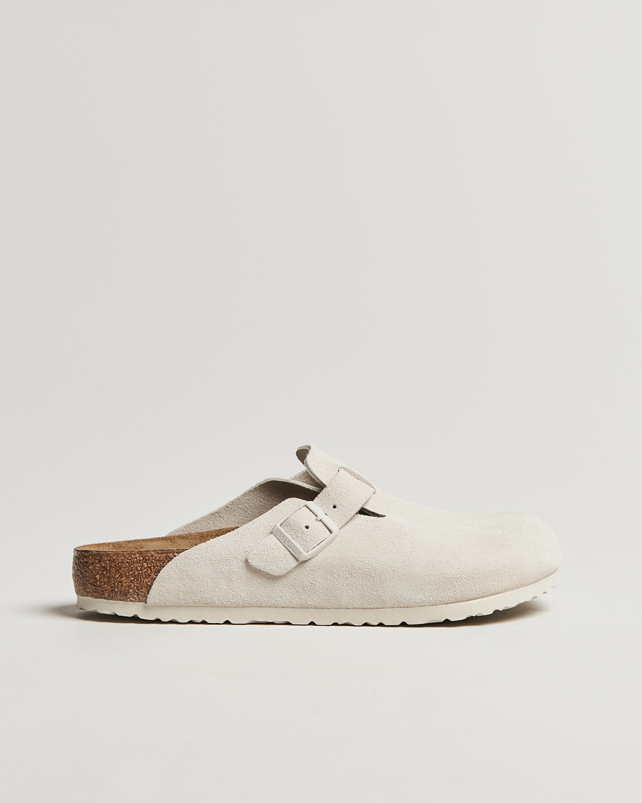 Mies | BIRKENSTOCK Boston Classic Footbed Antique White Suede | BIRKENSTOCK | Boston Classic Footbed Antique White Suede