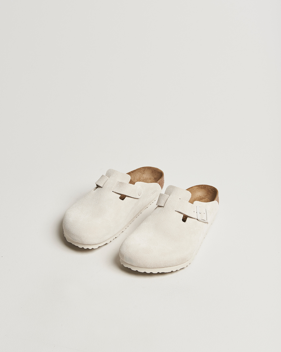 Mies | BIRKENSTOCK Boston Classic Footbed Antique White Suede | BIRKENSTOCK | Boston Classic Footbed Antique White Suede
