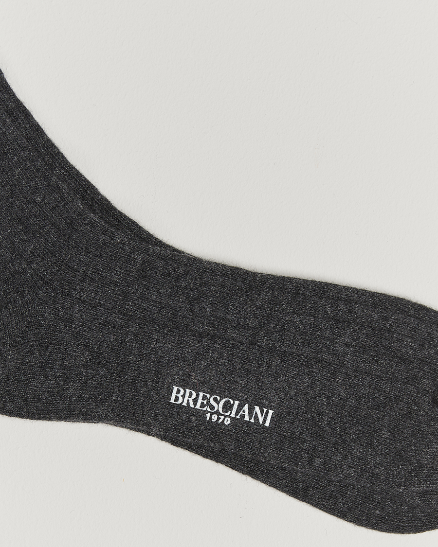 Mies | Alusvaatteet | Bresciani | Wool/Cashmere Ribbed Socks Dark Grey