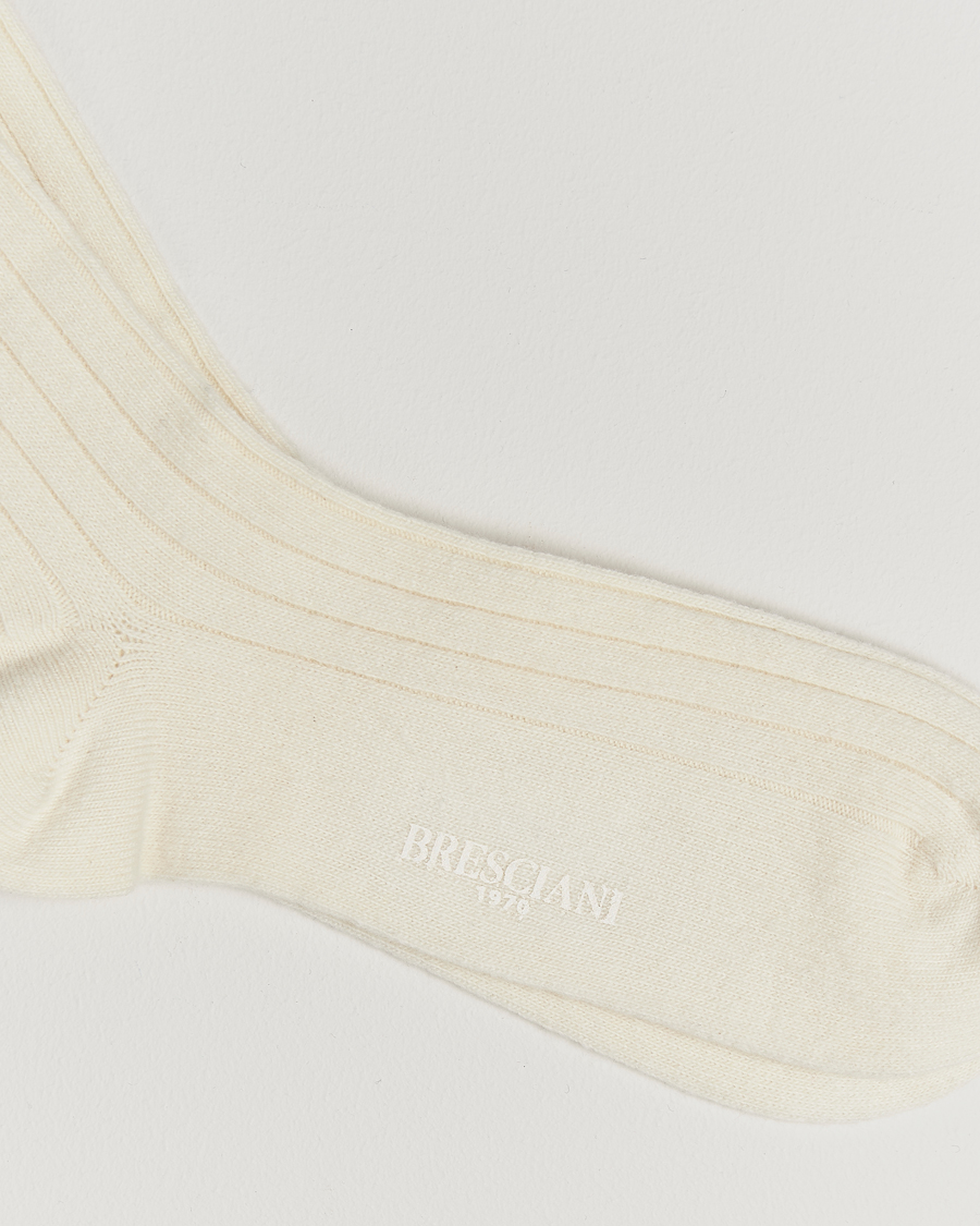 Mies | Alusvaatteet | Bresciani | Wool/Cashmere Ribbed Socks White