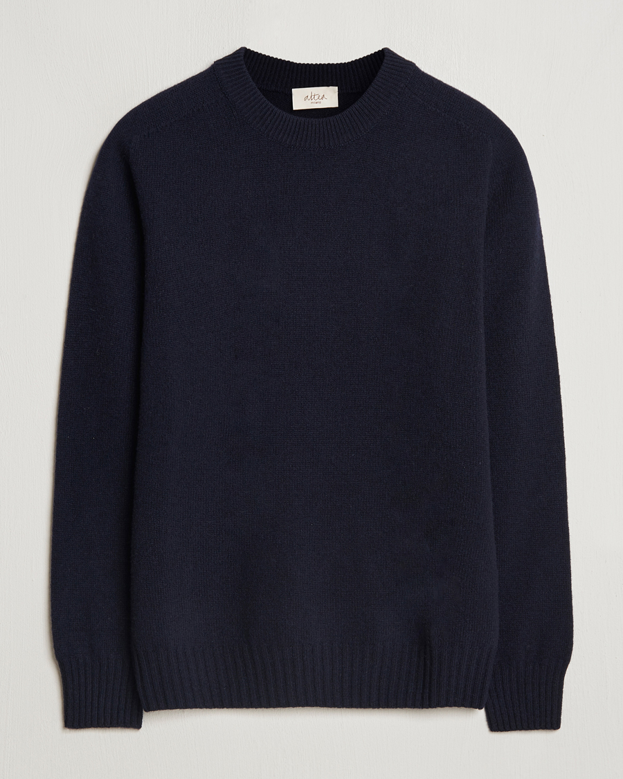 Mies | Puserot | Altea | Wool/Cashmere Crew Neck Pullover Navy
