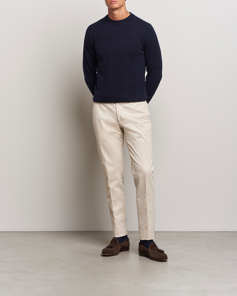 Mies | Puserot | Altea | Wool/Cashmere Crew Neck Pullover Navy