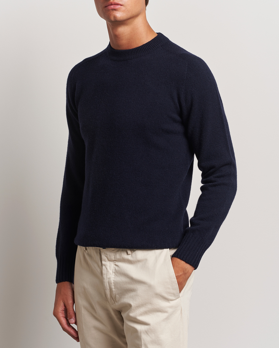 Mies | Puserot | Altea | Wool/Cashmere Crew Neck Pullover Navy