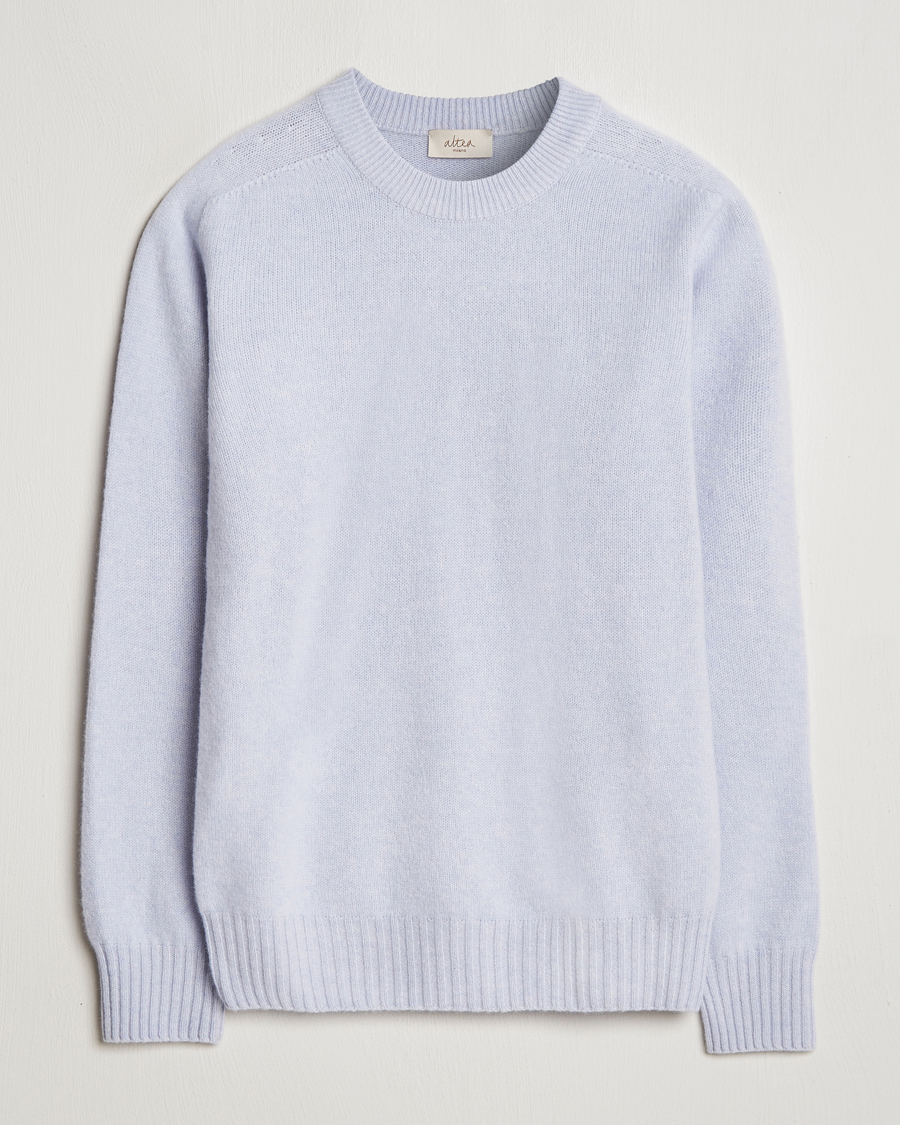 Mies | Puserot | Altea | Wool/Cashmere Crew Neck Pullover Light Blue