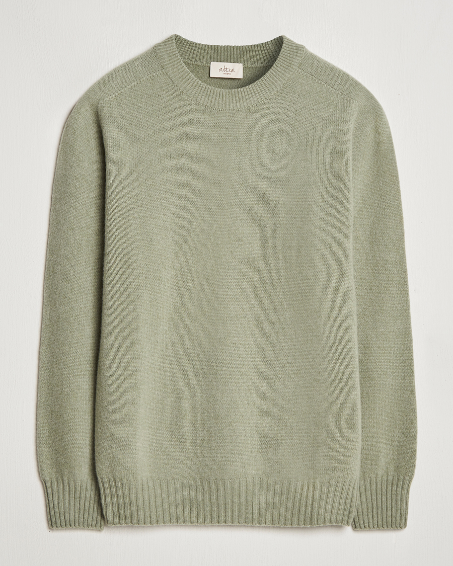 Mies | Puserot | Altea | Wool/Cashmere Crew Neck Pullover Sage