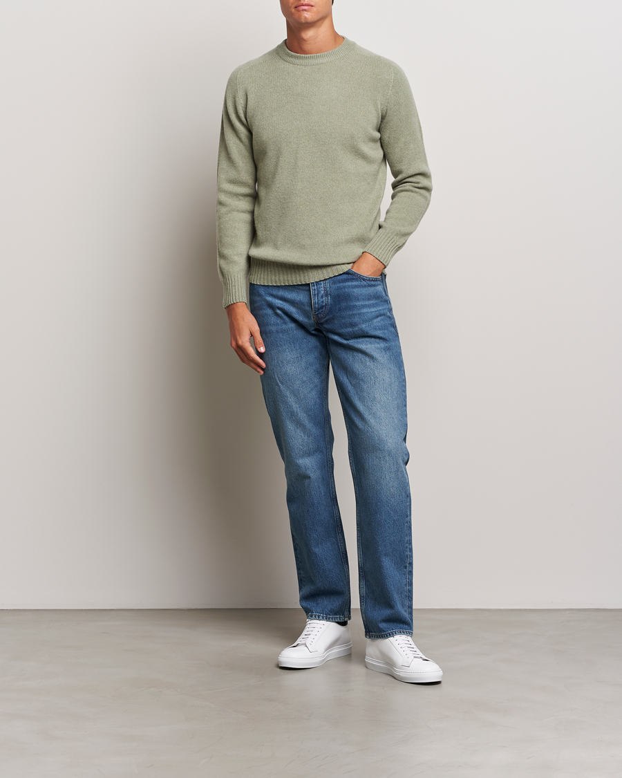 Mies | Puserot | Altea | Wool/Cashmere Crew Neck Pullover Sage