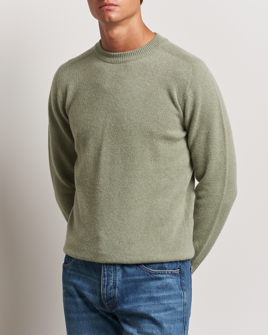 Mies | Puserot | Altea | Wool/Cashmere Crew Neck Pullover Sage