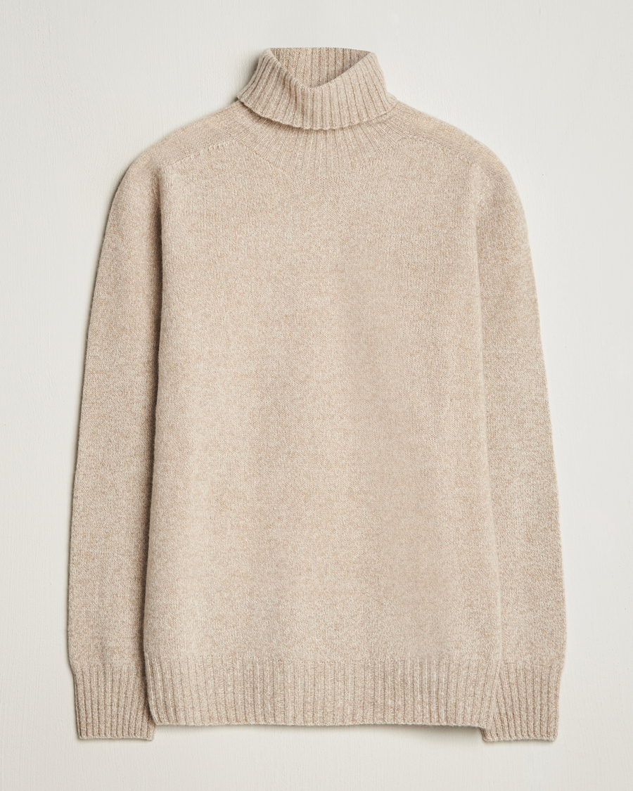 Mies | Puserot | Altea | Wool/Cashmere Rollneck Beige Melange