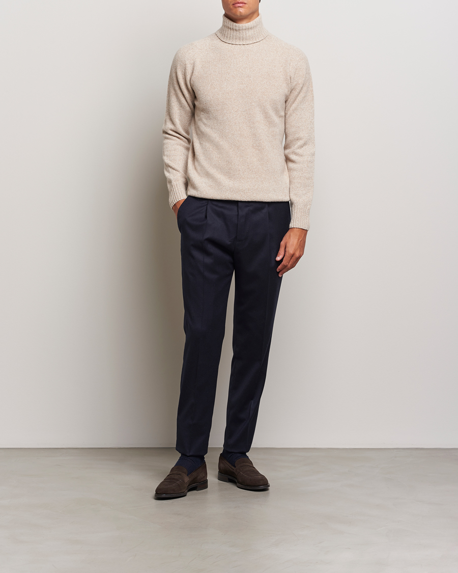 Mies | Puserot | Altea | Wool/Cashmere Rollneck Beige Melange