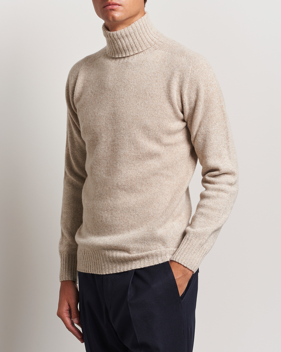 Mies | Puserot | Altea | Wool/Cashmere Rollneck Beige Melange
