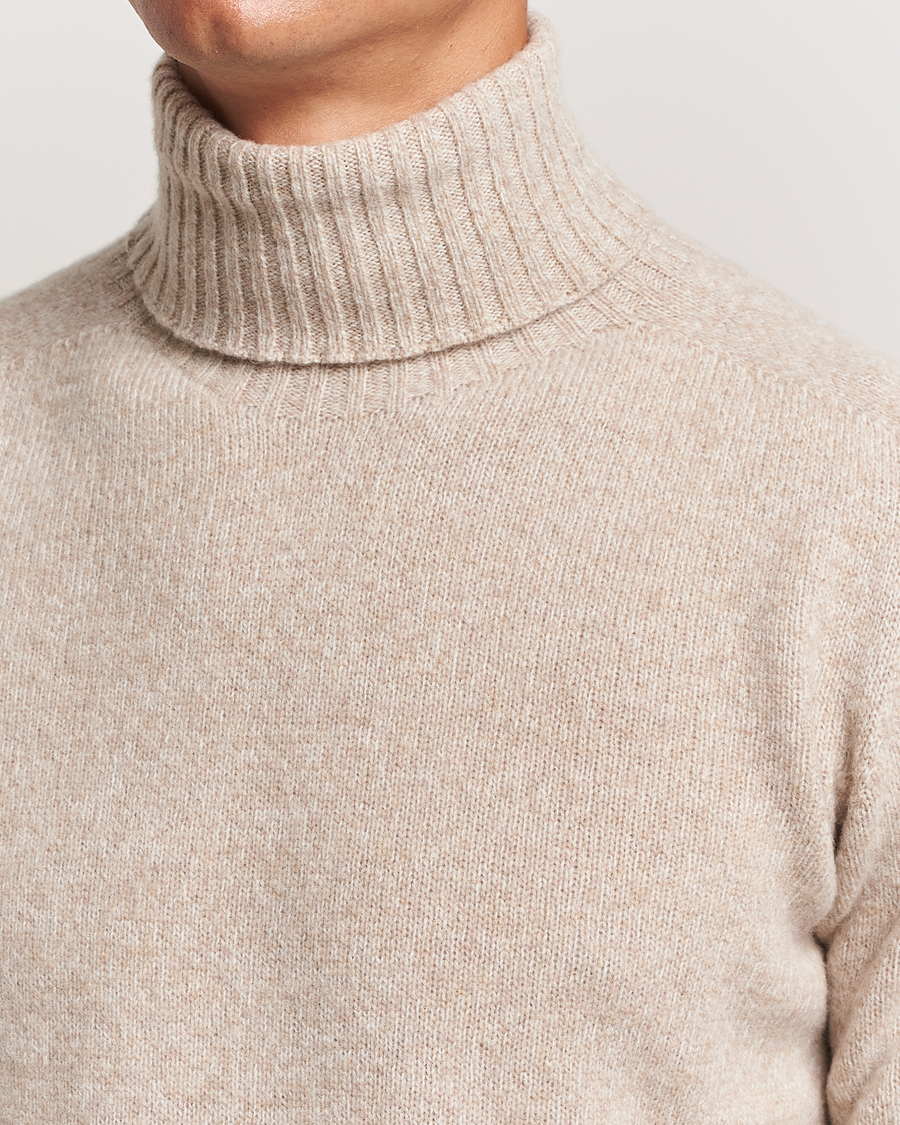 Mies | Puserot | Altea | Wool/Cashmere Rollneck Beige Melange