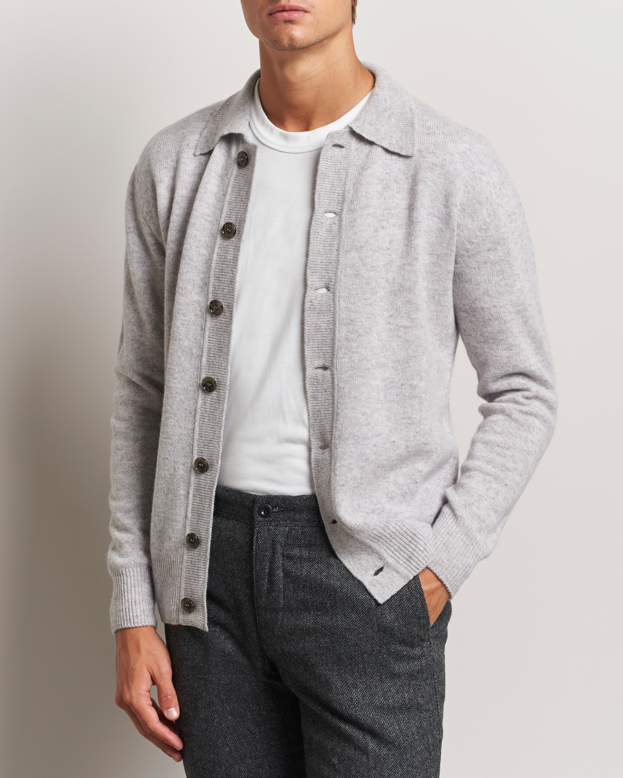 Mies | Puserot | Altea | Shetland Collared Cardigan Light Grey