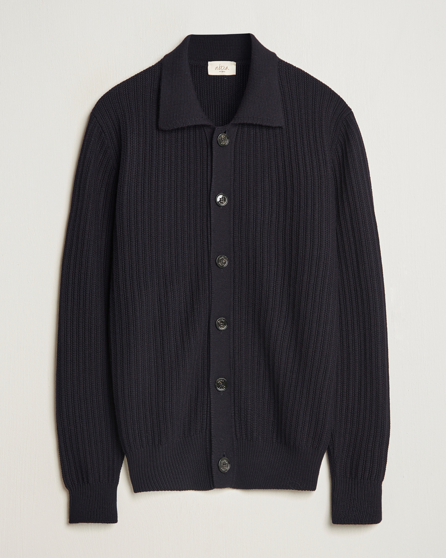 Mies | Puserot | Altea | Rib Wool Cardigan Navy