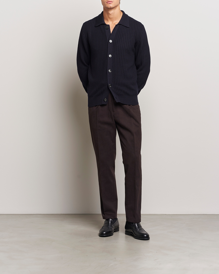 Mies | Puserot | Altea | Rib Wool Cardigan Navy