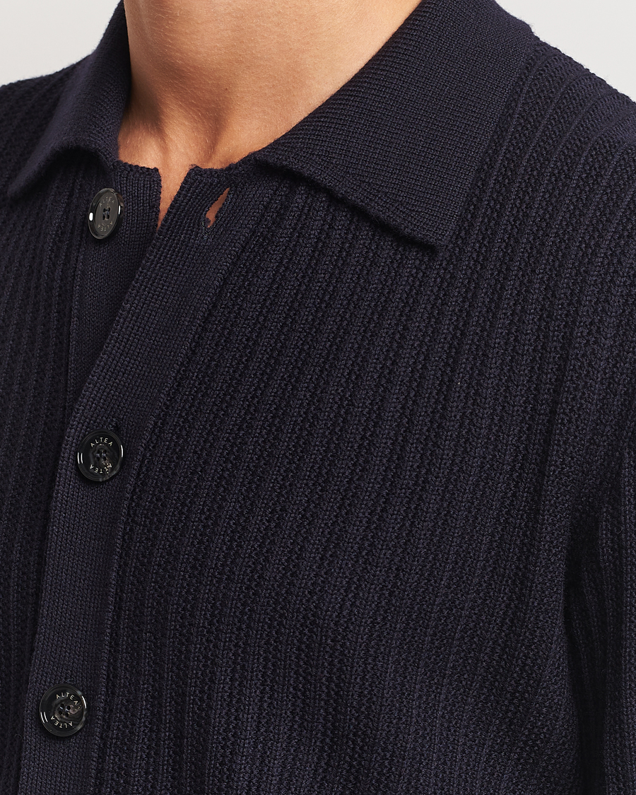 Mies | Puserot | Altea | Rib Wool Cardigan Navy